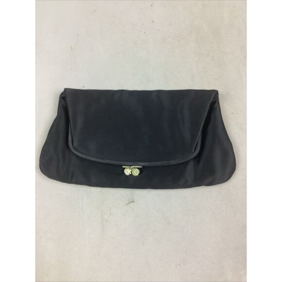 Vintage Coblentz Black Satin Clutch Purse Handbag - Picture 1 of 6